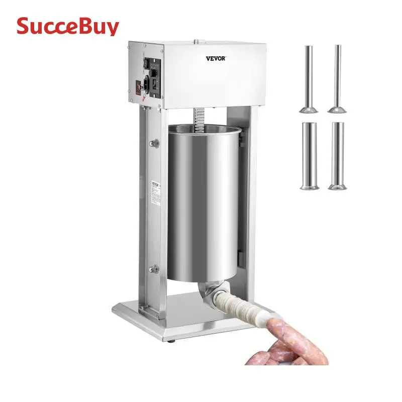 Sausage Stuffer SucceBuy Electric 10L/15L Sausage Stuffer Stainless Steel Making Sausage Machine Commercial Grade with 4 Filling Funnel For Home