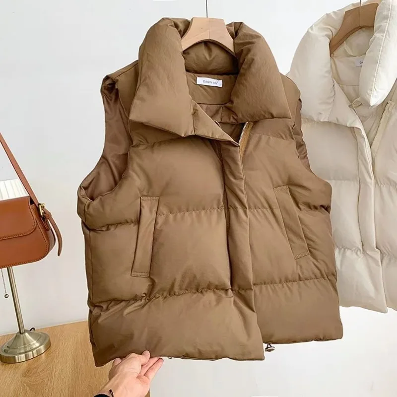 New Style Autumn and Winter Stand Collar Sleeveless Outer Cotton Vest