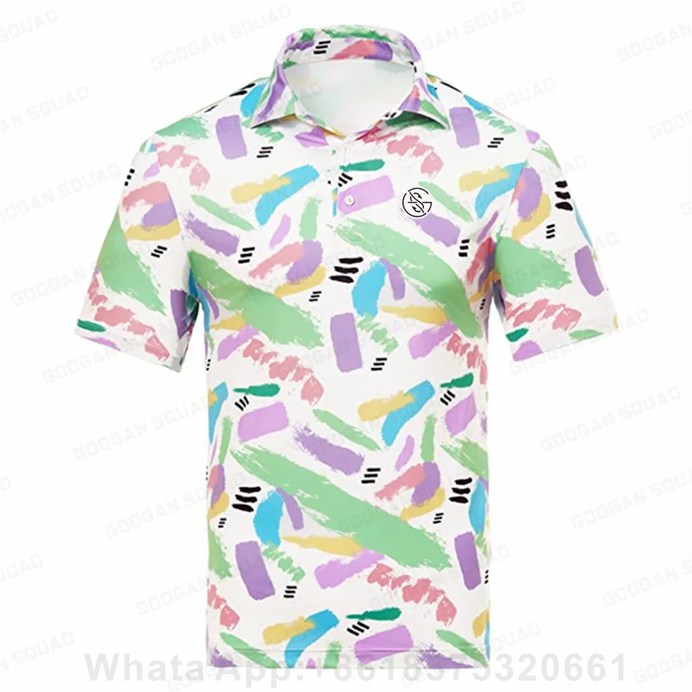 

Kids Golf Polo Shirts Summer Short Sleeve Sweatshirt Lapel Button Clothes Casual Top Children's fun printed golf polo Breathable