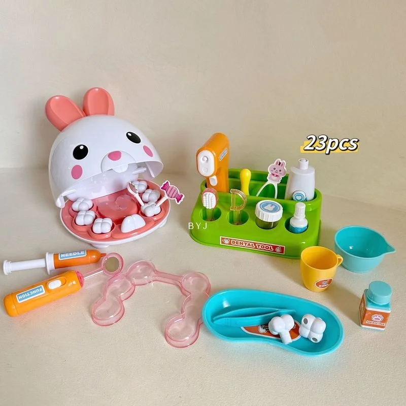 Children Home Toys Rabbits Pets Dentists Tooth Extractions Filling Brushing Injections Care Sets Educational Boy Girl Gifts