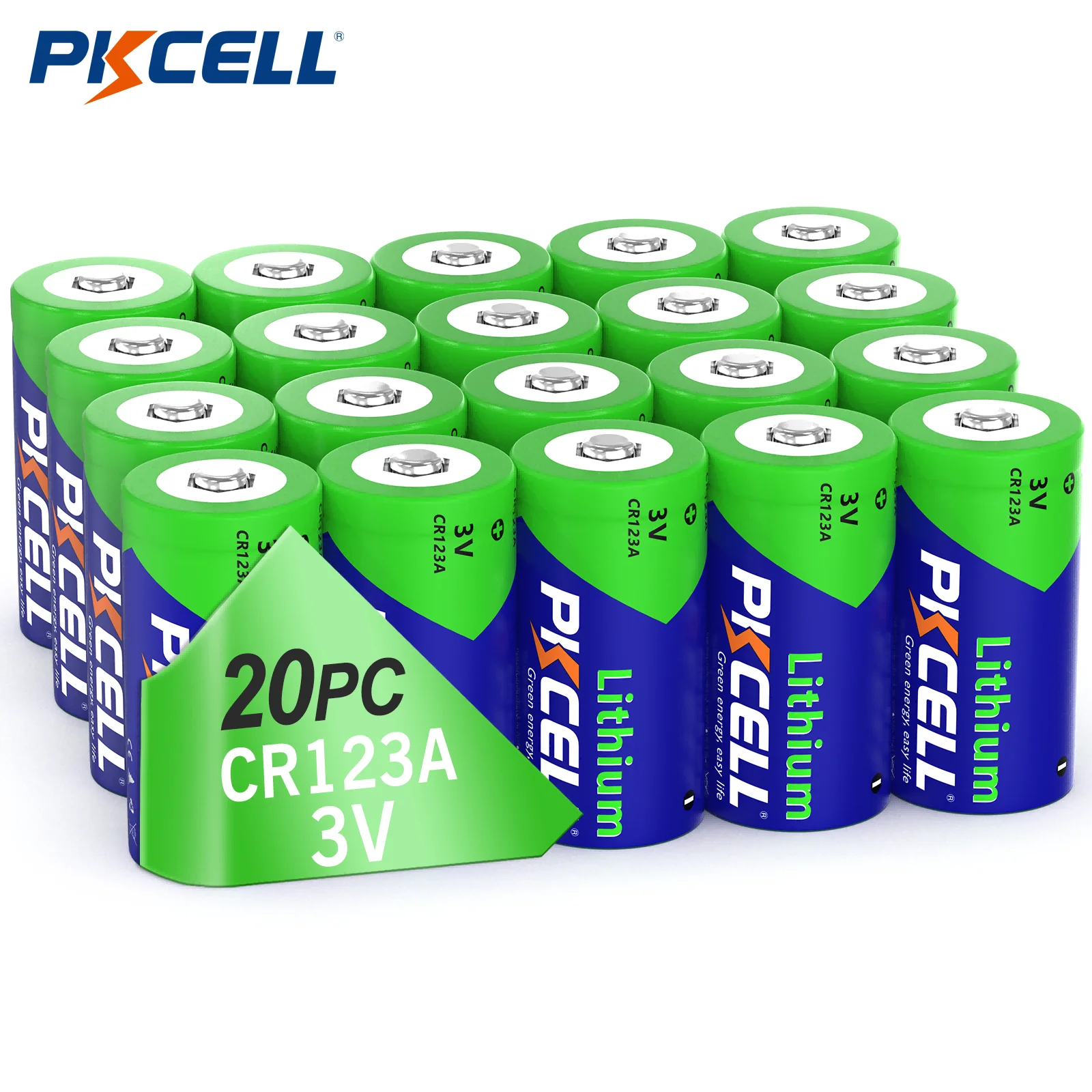 Lithium Battery PKCELL 20PCS CR123A 3V
