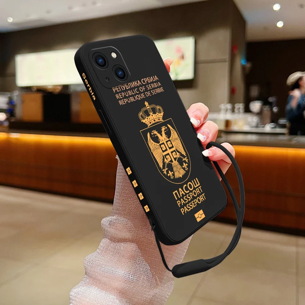 thumbnail image 1 of Funda de silicona con correa de mano para teléfono móvil, cubierta de pasaporte de Serbia para iPhone 15 14 13 12 11 Pro Max Mini X XR XS MAX SE20 8 7 Plus, 1 of 5