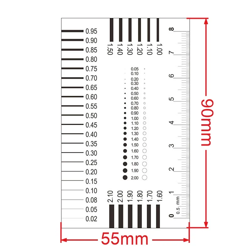 Film ruler Measuring Pass Badge Gauge Stain Card Point Gauge Wire Transparent Film Ruler Stain Crack Contrast Ruler