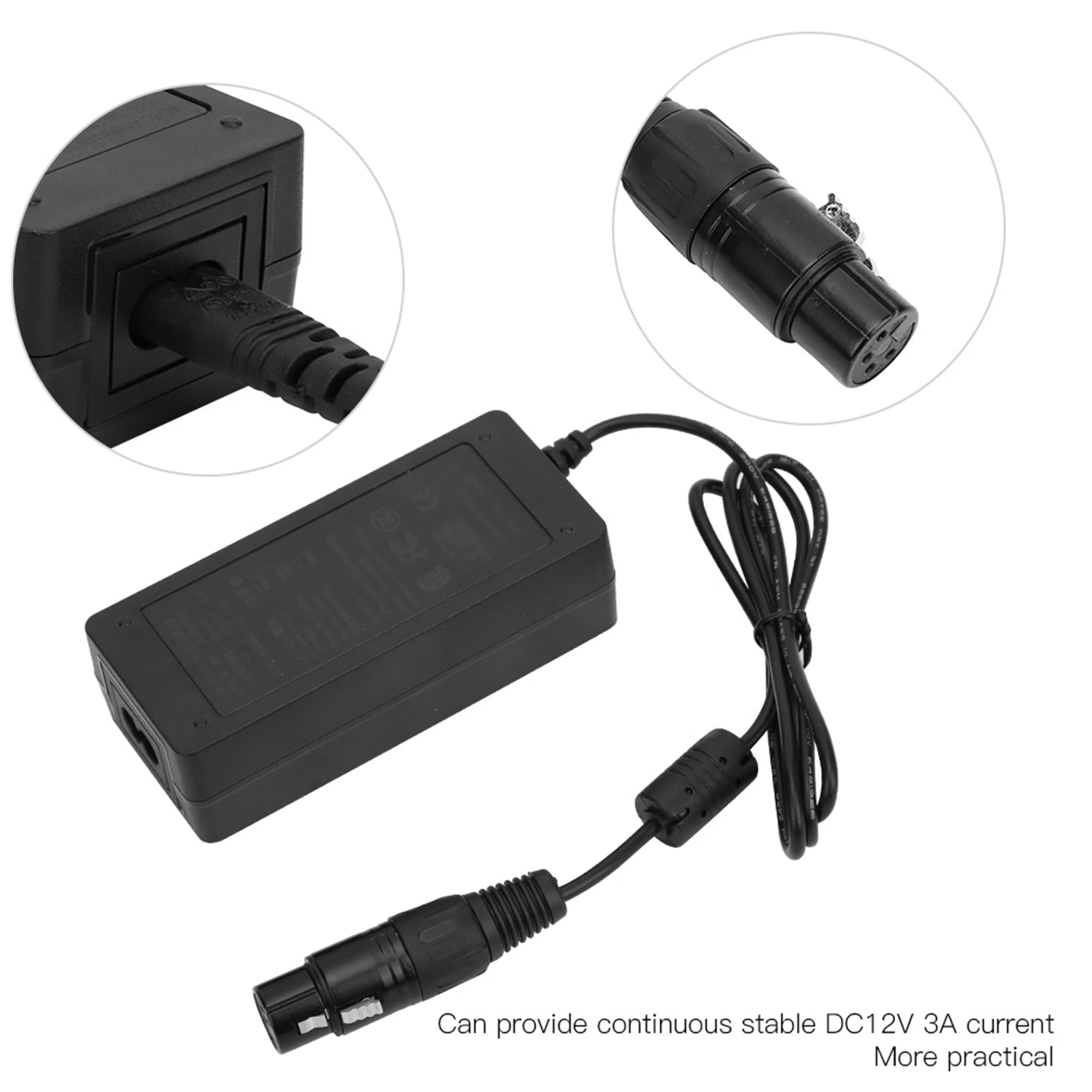 4 XLR Connector Adapter 4 XLR Connector Adapter DC12V 3A Power Supply for Camcorder Monitor Equipment