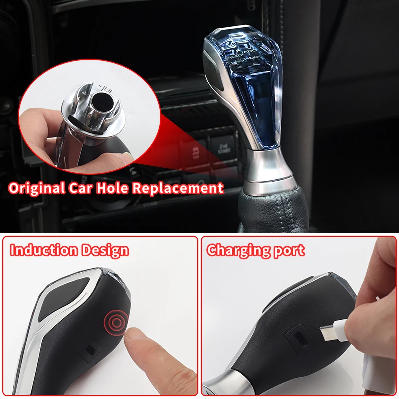 For 2008- Toyota Land Cruiser 200 Prado 150 LED Crystal Handle Gear Shift Knob LC150 LC200 Interior Upgraded Accessories