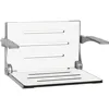 Comfort Folding Wall Mount Shower Bench Seat with Arms, White Seat with Silver Frame 1
