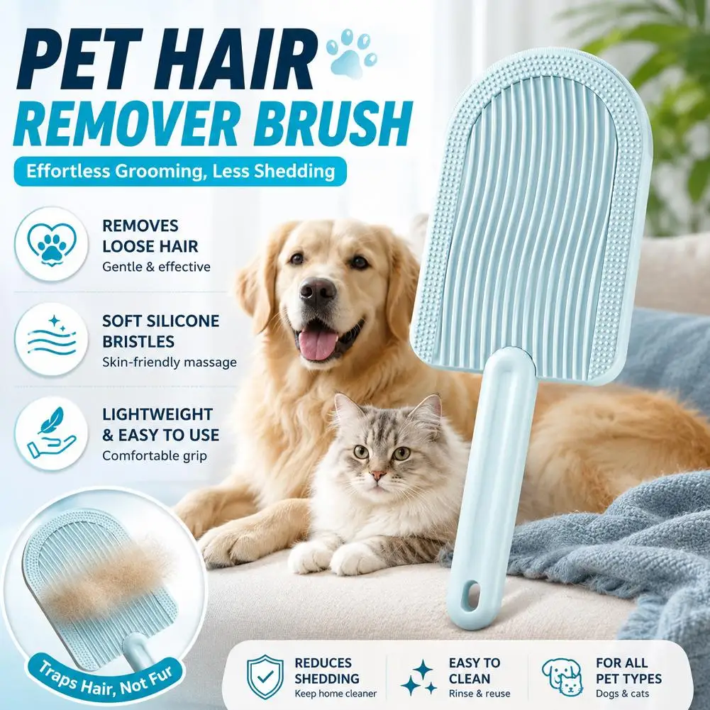 Dual-Sided Pet Grooming & Massage Brush for Detangling and Shedding