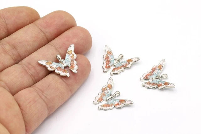 2 PCS 12mm Gold Filled and Sterling Silver Butterfly Charm- Small