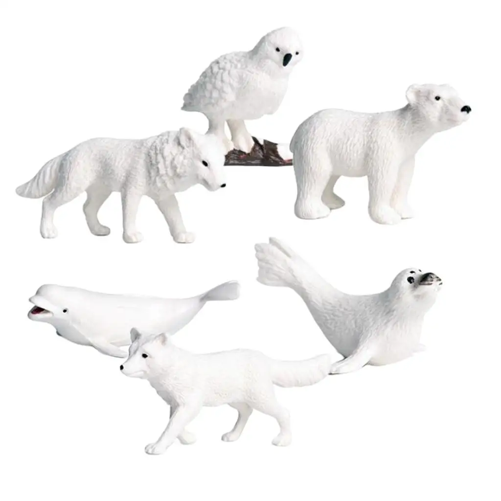 

6Pcs Dollhouse Animal Model Bear Arctic Wolf Sea Dog Figurines Toy