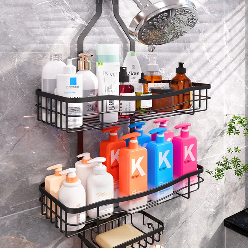 3-Tier Hanging Shower Head Caddy Bathroom Rack Shower Head Hanging Shelf Gel Shelf Conditioner Rack Bathroom Accessories