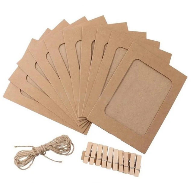 Paper Photo Frames,  Cardboard Picture Hanging Kit, With Wooden