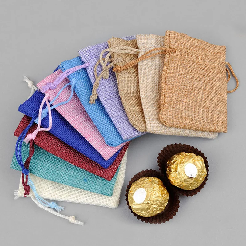 Eco-Friendly Burlap Drawstring Gift Bags | Rustic Jute Pouches for Wedding Favors, Handmade Jewelry, DIY Crafts, Party Supplies, 5