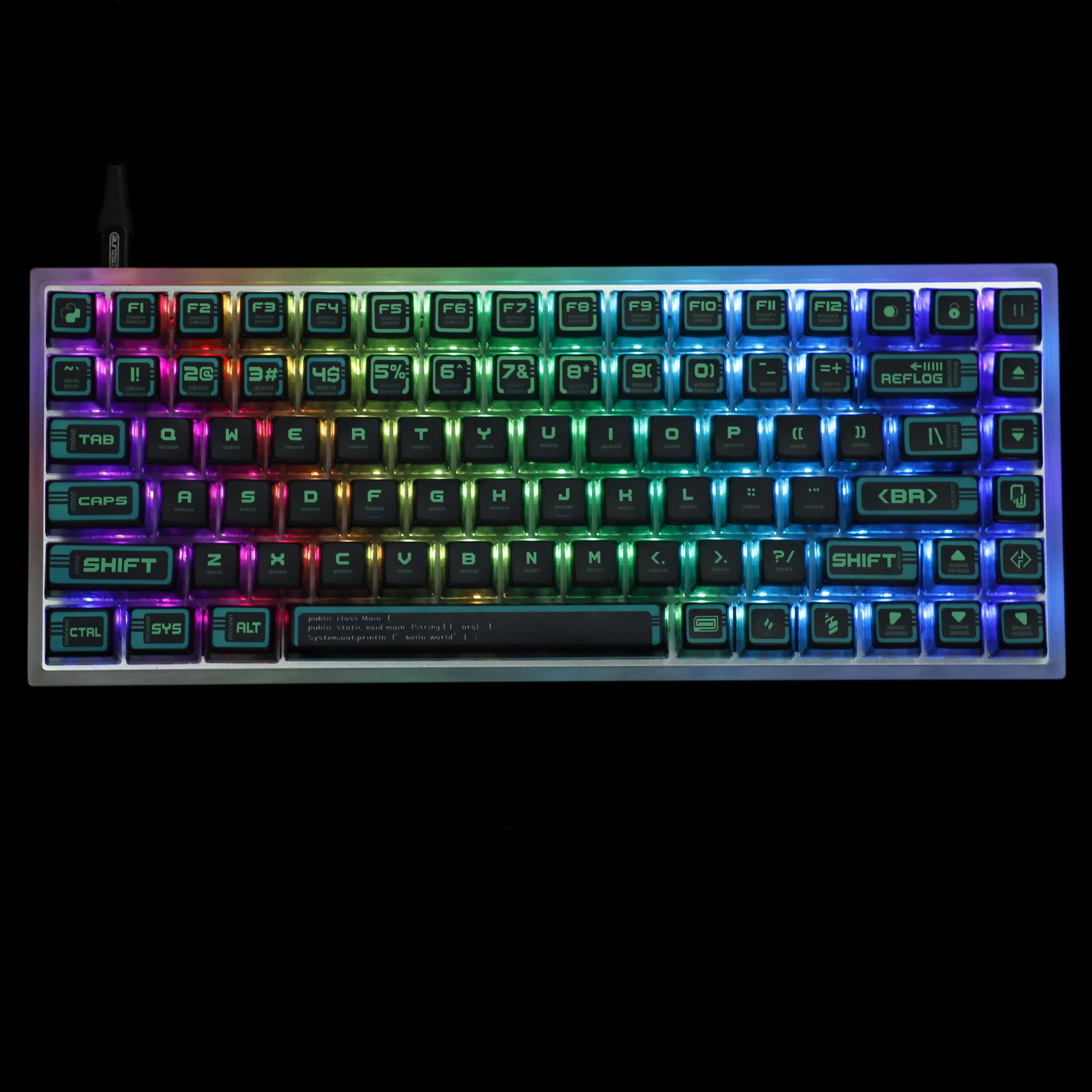 Ymdk-green Cyber Estilo Pbt Pudim Backlit Smoky Keycaps Asa Perfil para Teclado Mecânico mx 104 96 87 84 68 - Imagem 4