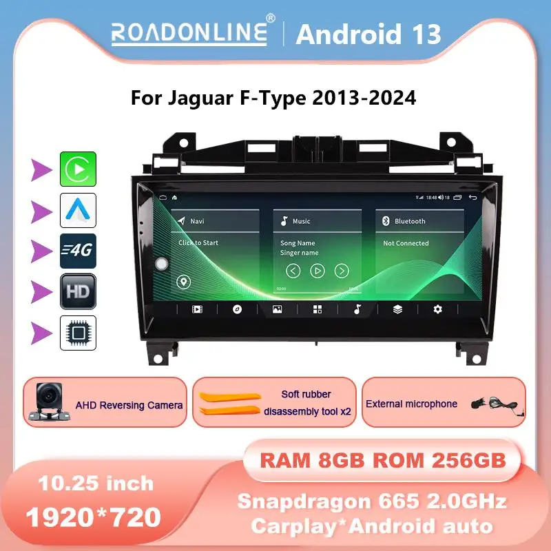 

For Jaguar F-Type 2013-2024 10.25 inch Car radio Android 13 1920*720 8GB RAM+128GB ROM Car Multimedia Player Android navigation