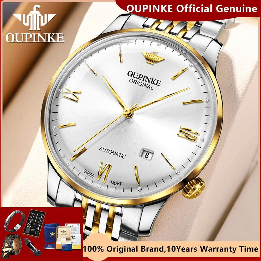 OUPINKE Ultra Thin 7.3mm Automatic Mechanical Watch for Men