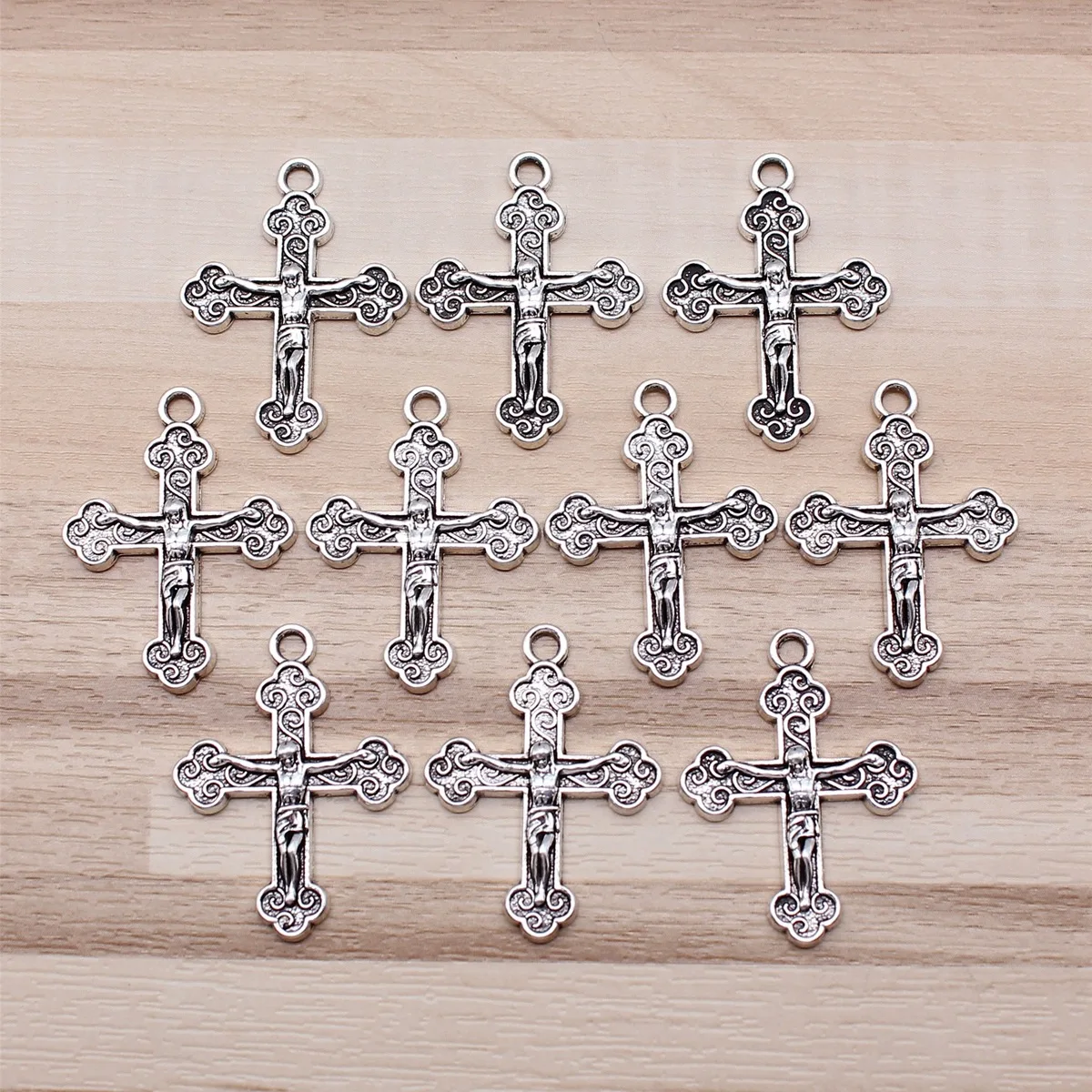IFOCUS 예수 십자가 참, DIY 쥬얼리 제작용, 아연 합금 22x2 9mm, ..