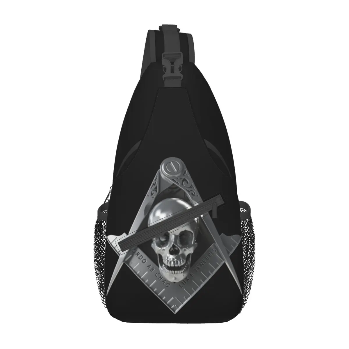 

Freemason Square Crossbody Sling Bag Small Chest Bag Skull Widows Masonic Shoulder Backpack Daypack Hiking Outdoor Sports Bag