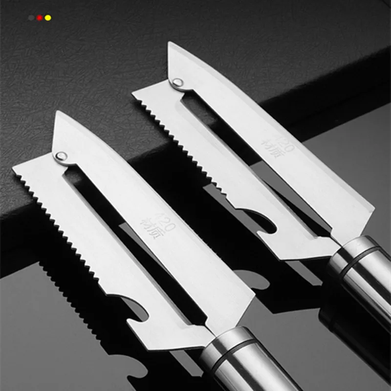 Description Picture 5 of itemMultifunctional Stainless Steel Peeler Manual Household Vegetable Paring Knife Cutter Slicer with Wooden Handle Kitchen Gadgets