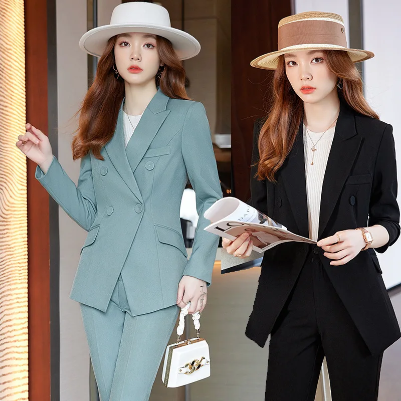 

Blue Suit Jacket for Women 2023 New Fashion Long Sleeve Temperament Host Formal Wear Professional Suit Cover