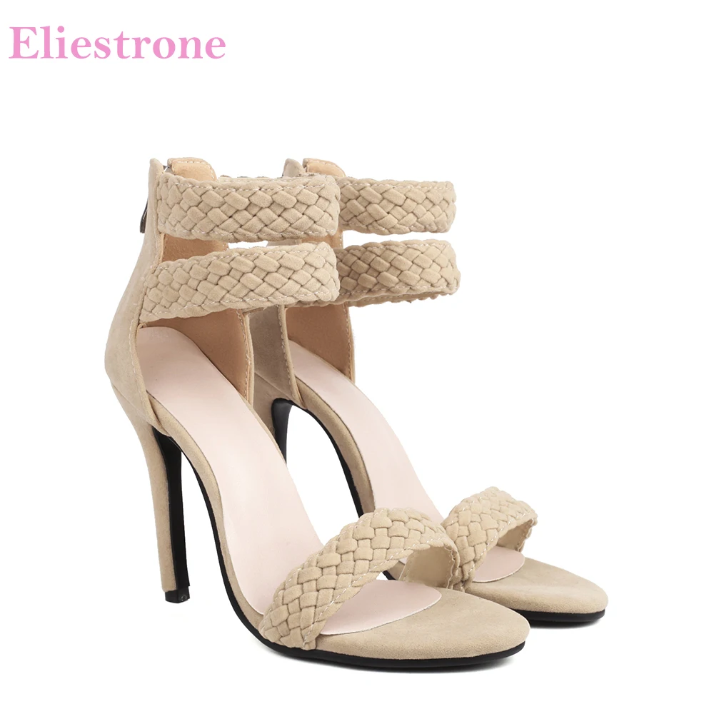 

2023 Summer New Fashion Beige Black Women Sandals Hot High Thin Heels Office Lady Dress Shoes Plus Big Size 12 43 45 48