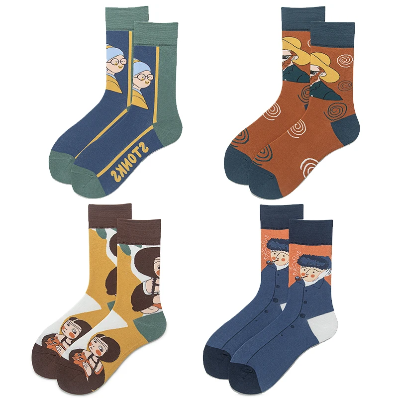 

Art socks world famous painting tide socks abstract face funny fashion street couple socks for men and women designer socks