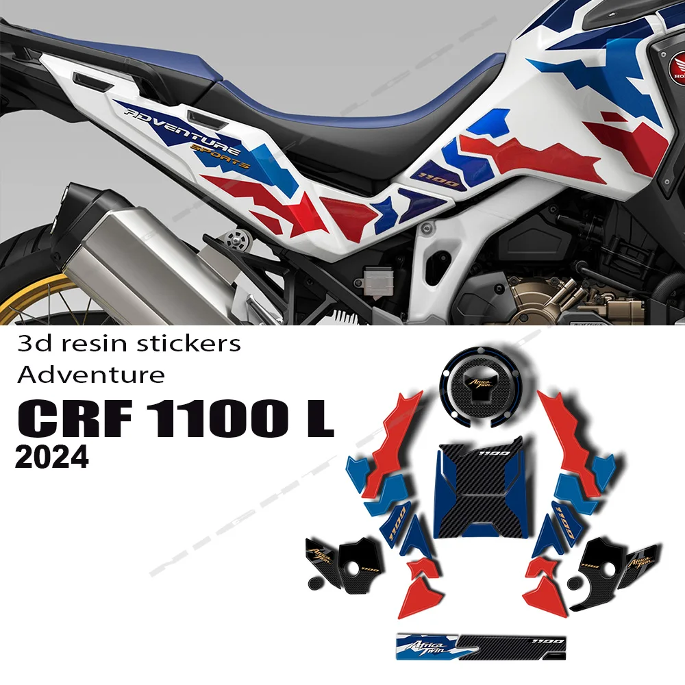 3D Tankpad Aus Kunstharz Für Honda Africa Twin CRF1100L Adventure Sports (ab 2024) – Weiß/Tricolor, Kratzschutz & UV-beständig