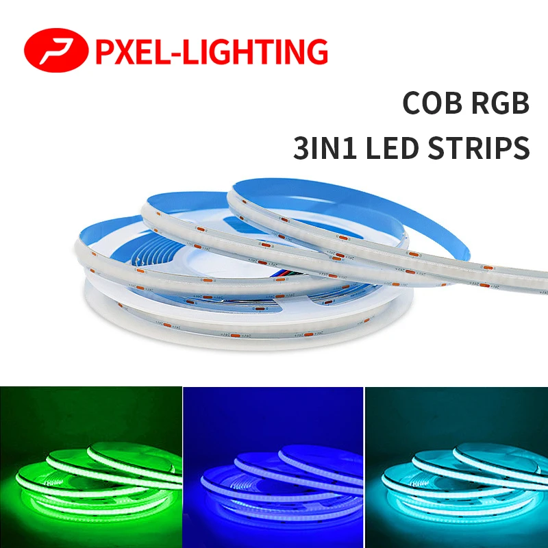 

FOB LED Strip COB RGB 768leds/m Flexible Linear Lights RA90 DC 12V 24V Dimmable LED Tape Ribbon Lamp Bar KTV Room Decor Wall