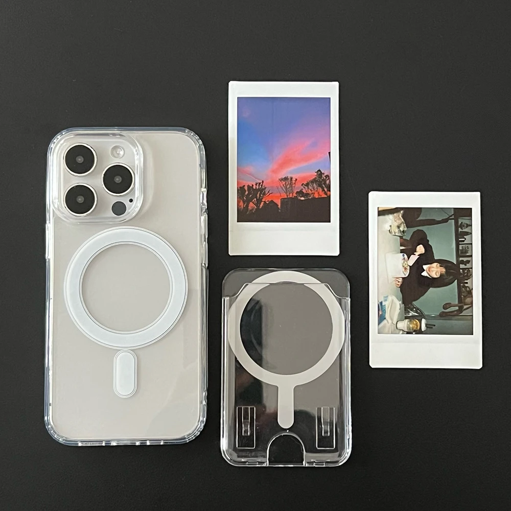 For Magsafe Clear Acrylic Wallet Case For iPhone 17 Air 16 15 14 13 12 11 Pro Max Photo Card Bag Magnetic Back Cover Accessories view 4