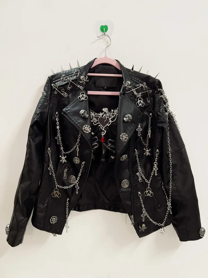 Rivets Jacket Skull Jacket vintage Jacket Punk Jacket y2k Jacket