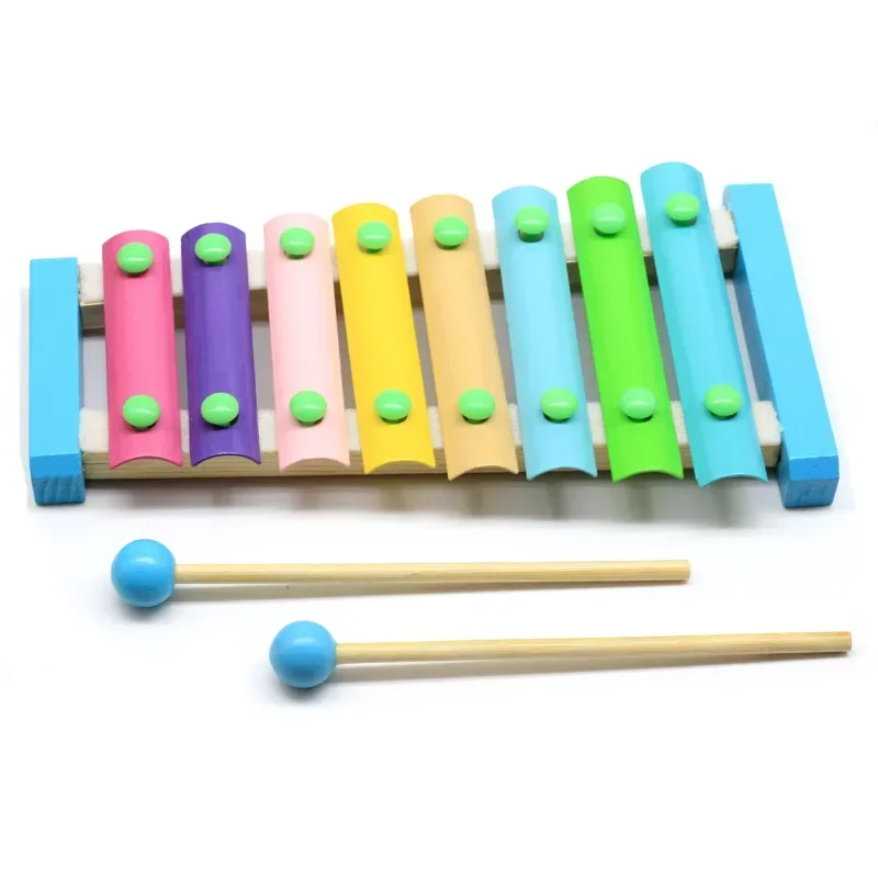 Instrumentos musicales para bebés 2 en 1, juguetes Montessori, xilófono de 8 notas, Piano, música parroquial, juegos educativos, juguetes de viaje para niños pequeños