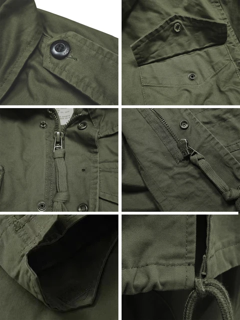 M65 Field Jacket, Men's Military Jacket, Retro Multi Pocket Collar Zipper Jacket, 100% Cotton 6