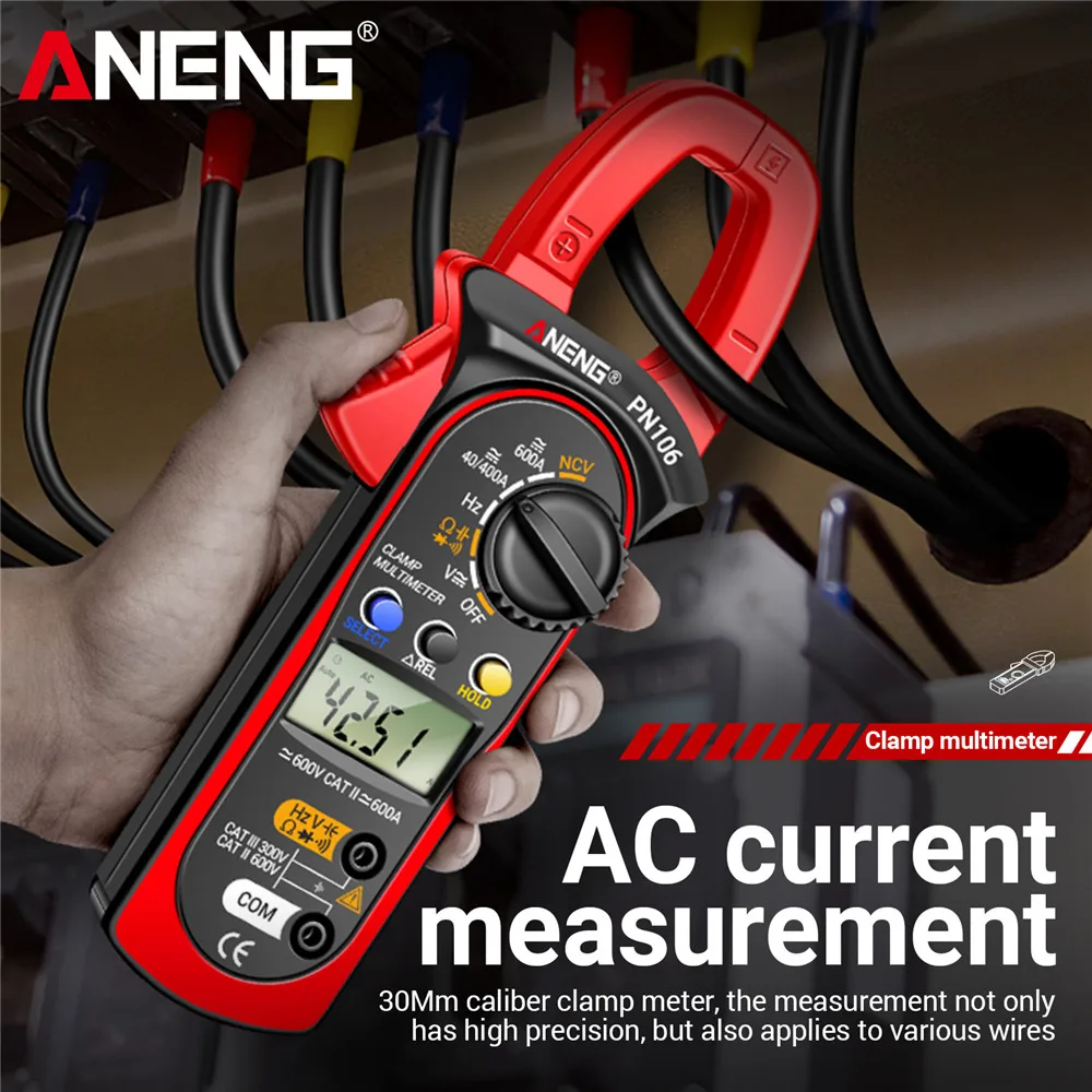 Digital Multimeter ANENG PN106/ PN107 4000 Counts Clamp Meter 600A 600V AC/DC Voltage Diode Buzzer Test
