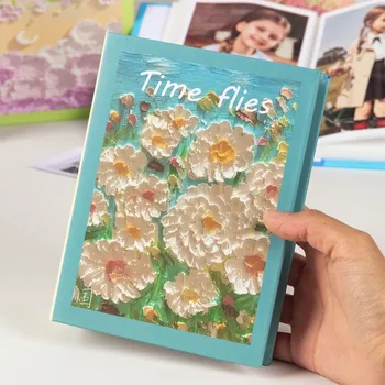 Album Fotografico da 6 Pollici con 100 Tasche, Copertina Floreale 3D, Grande Capacità, Libro dei Ricordi con Tasche Inseribili, Album Familiare Laminato