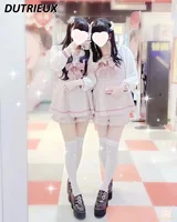 Japanese Style Women's Outfits Sailor Collar Plaid Rhinestone Bow Dress Shorts Set Sweet Lolita Mine Series Dress Two-Piece Suit 2