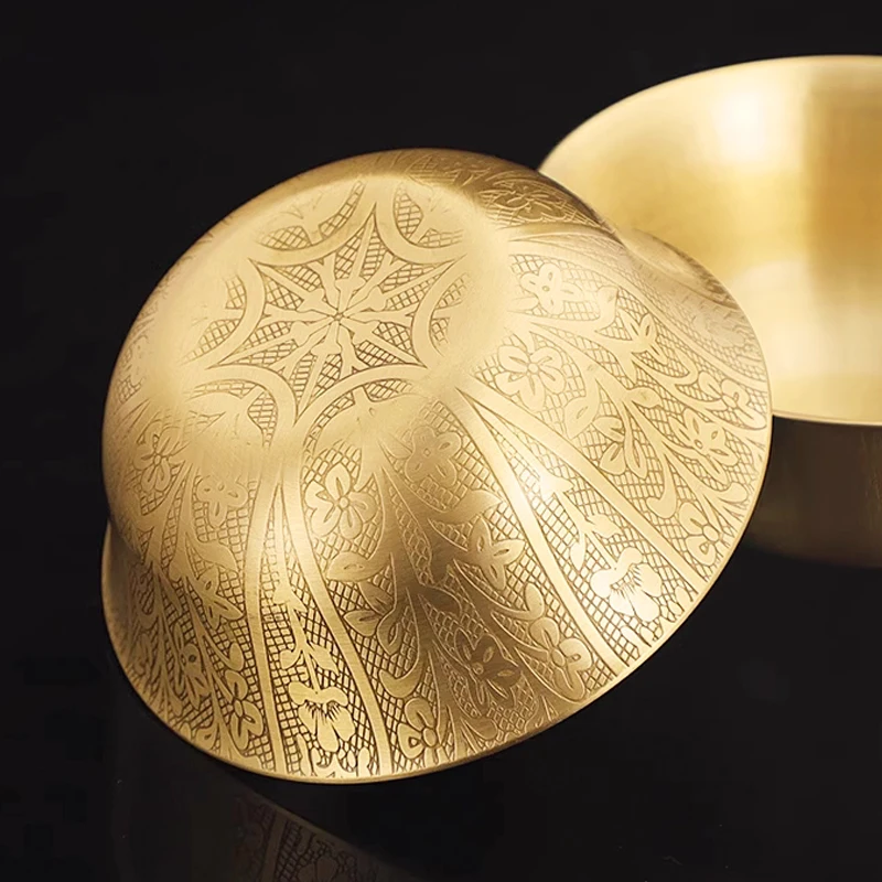 Pure Brass Antique Water Cup for Buddha, Pattern style, Holy Water Cup, Buddhist Supplies, Golded Small Bowl Ornaments, 1Pc