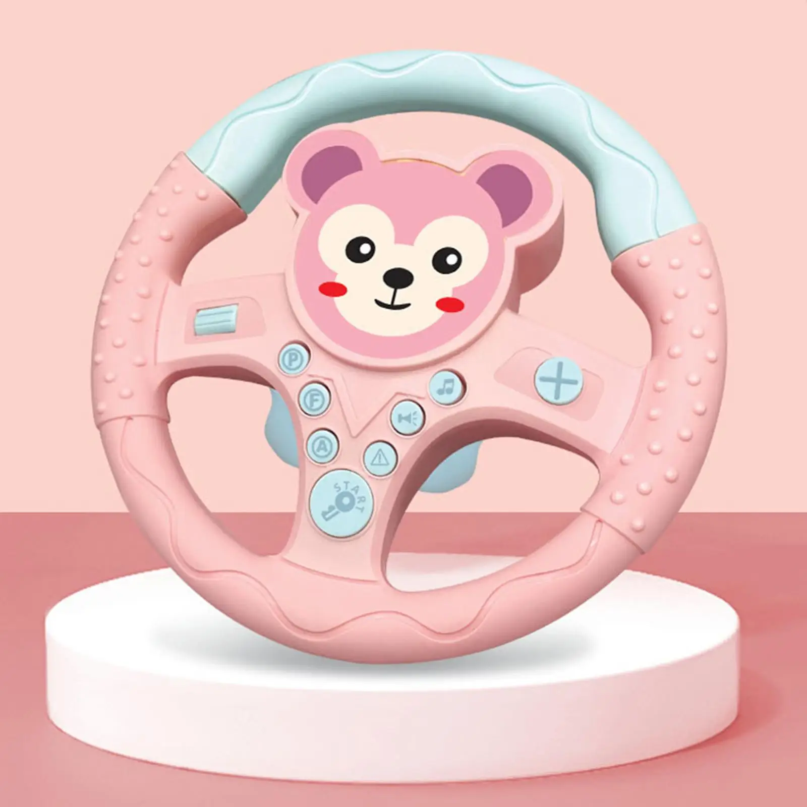 Steering Wheel Toy with Sound and Light Simulated Driving Controller Steering Wheel Car Seat Toy for Toddler Kids 2