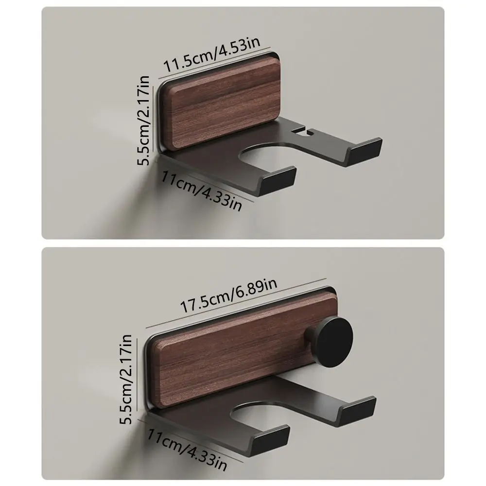 No Drilling Wood Hairdryer Holder Wall Mount Waterproof Hairdryer Storage Rack Easy Installation Rust-proof Bathroom Shelf