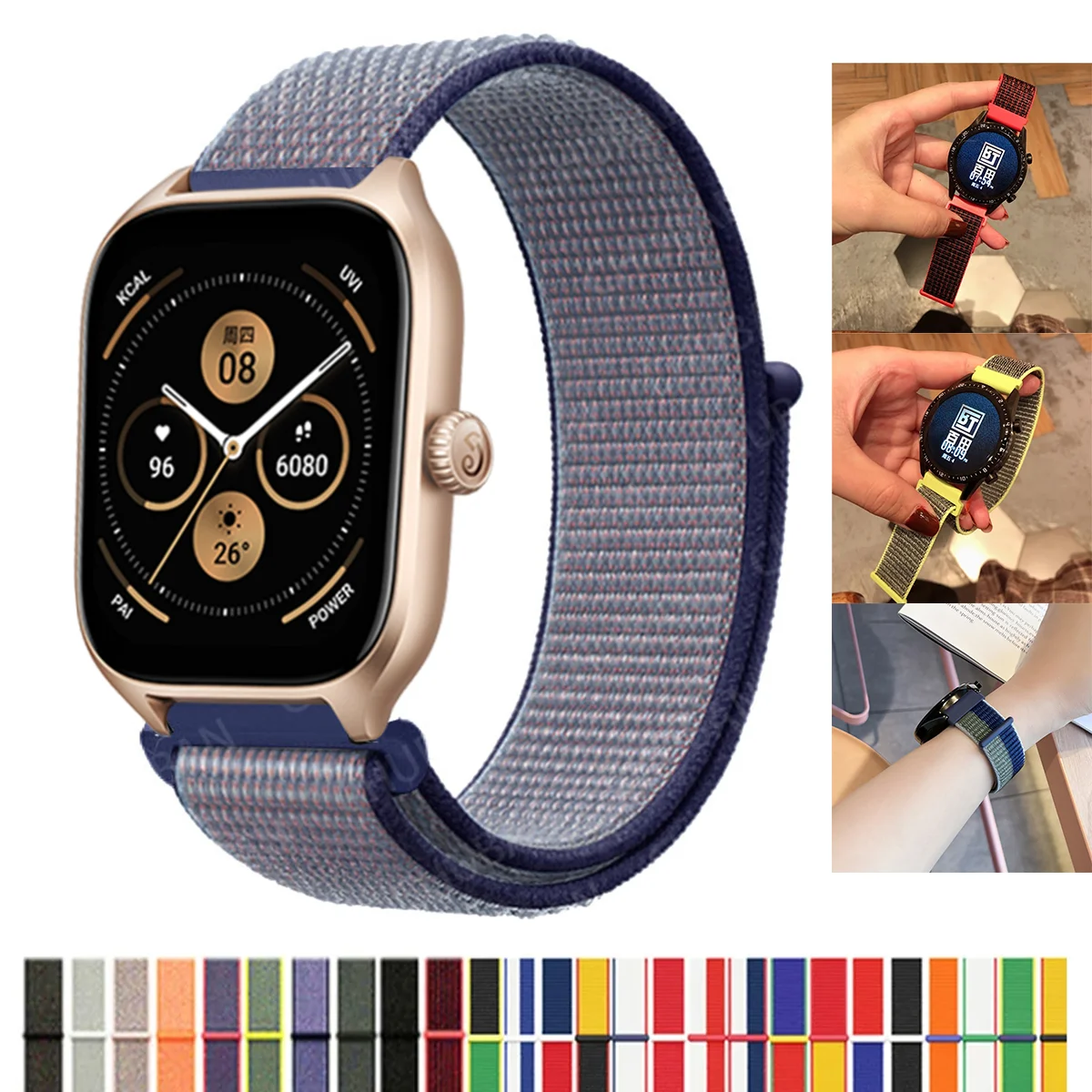 Нейлоновая петля для Amazfit GTS 4/3/2/2e Mini/GTR 4/3/Pro/GTR2/47 мм/stratos 20 мм/22 мм браслет huawei watch gt 2-2e-3-3pro ремешок для часов