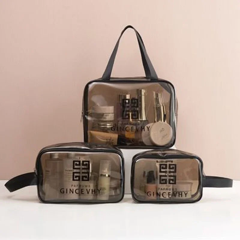 

3pcs Set PVC Transparent Makeup Bag Women's Travel Organizer Portable Waterproof Toiletry Kit Visible Cosmetics Storage Bags