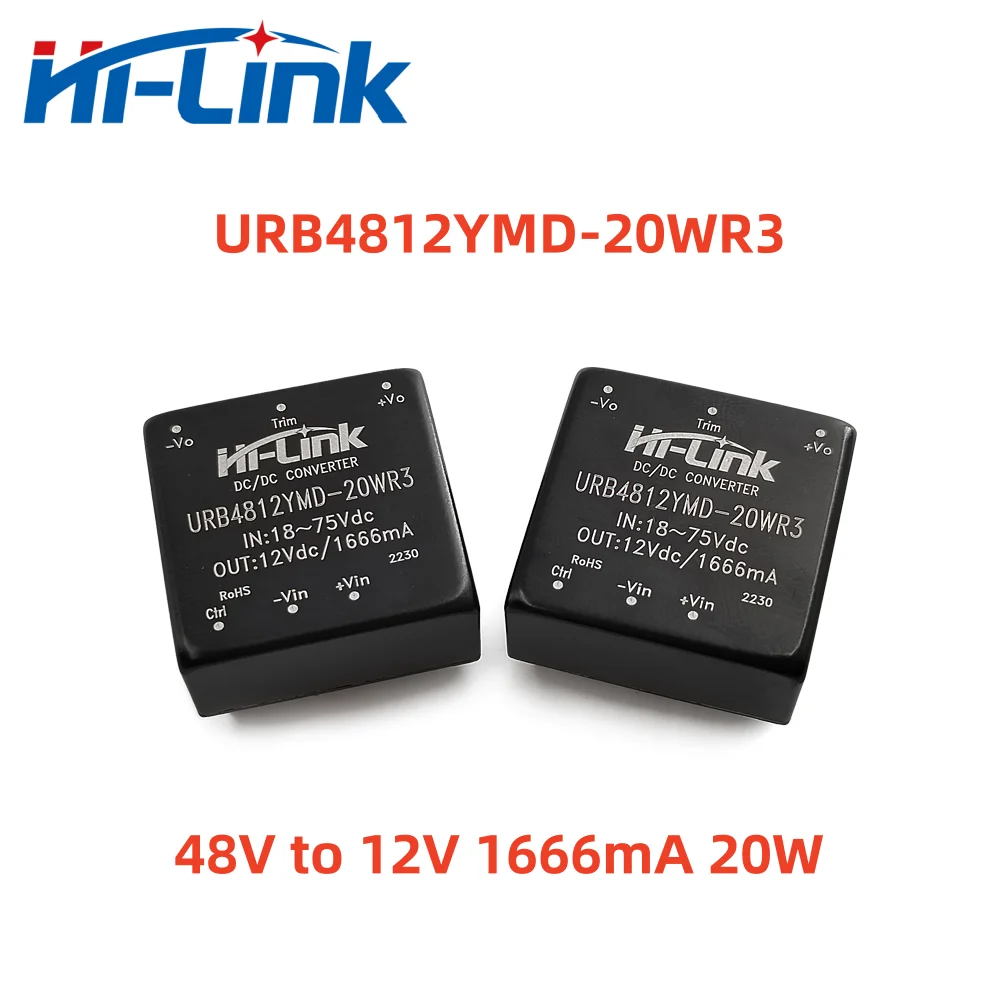 Hi-Link DC-DC 48V to 5V 12V 15V 24V Step Down Converter Mini Isolated Power Supply Module URB4805YMD-20WR3 URB4812YMD-20WR3