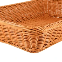 Ratten Woven Bread Basket Rectangular Fruit Baskets Food Serving Holders for Vegetables Home Kitchen Restaurant Outdoor Picnic 4