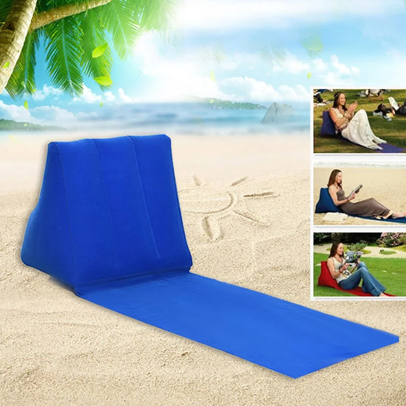Inflatable Wedge Pillow With Mat PVC Flocking Travel Portable Back Support Triangle Cushion Beach Pillow 3