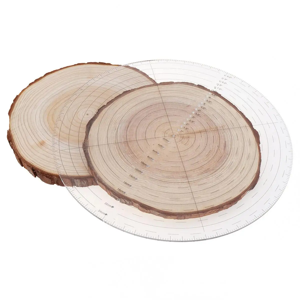 10 Inch Round Center Finder Compass Imperial Metric Clear Acrylic Circle Gauge Double Scale for Drawing Wood Turning