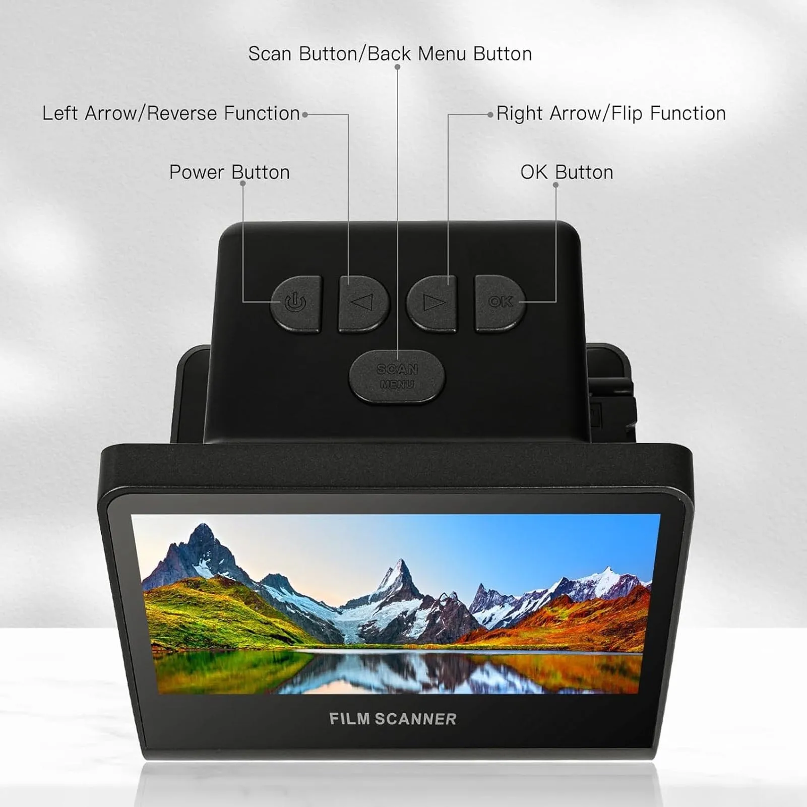 Film Scanner Digital 22MP 5in HD LCD Screen 16GB Memory Convert Black Negative Monochrome Slides Into JPEG Photos USB C Port negative film scanner