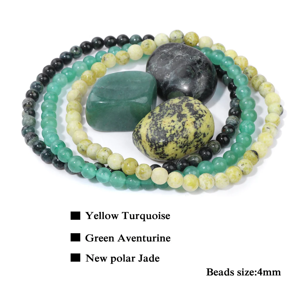 SUPERFINDINGS Set 4 Braccialetti Elastici Con Gufo – Pietre Naturali E Sintetiche Per Energia E Fortuna - 4