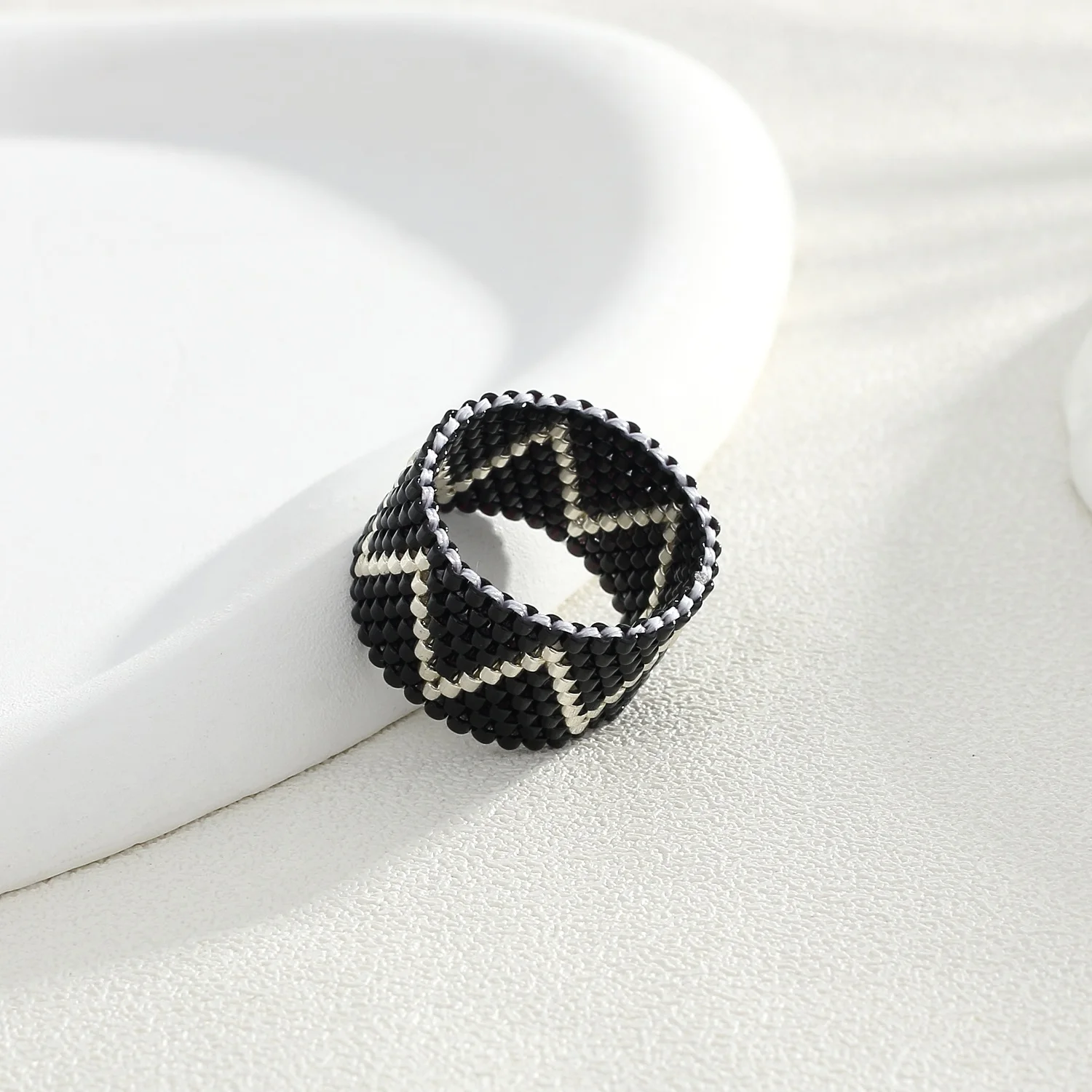 KELITCH Miyuki Ring Fashion Gift Jewelry Miyuki Seed Bead Band Geometric Woven Native Style Finger Rings for Women 5
