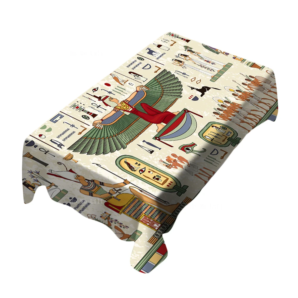 

Ancient Egypt Mural Egyptian Mythology Hieroglyph All Seeing Eye Rectangular Tablecloth By Ho Me Lili For Tabletop Decor