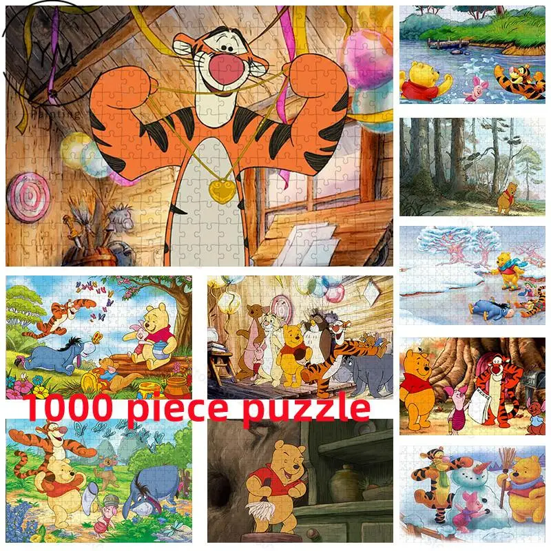 Disney Winnie The Pooh Cartoon Paper Creative Puzzle 1000 Pieces Jigsaw Puzzle Educational Toys Children Adult Collection Hobby puzzles magic tangram children wooden educational game hobby jigsaw cubes puzzles kids toy children boys girls