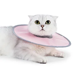Waterproof Adjustable Cat Recovery Collar - Protective Elizabethan Pet Supplies - M (Pink)