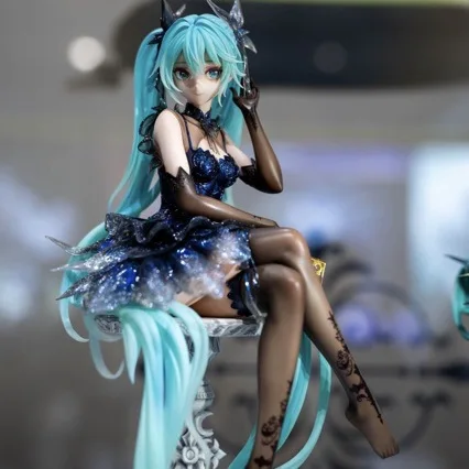 Hatsune Miku Black Dress Edition Figurine - Cute Girl Action Doll Desk Decor Statue Collection Toy Gift